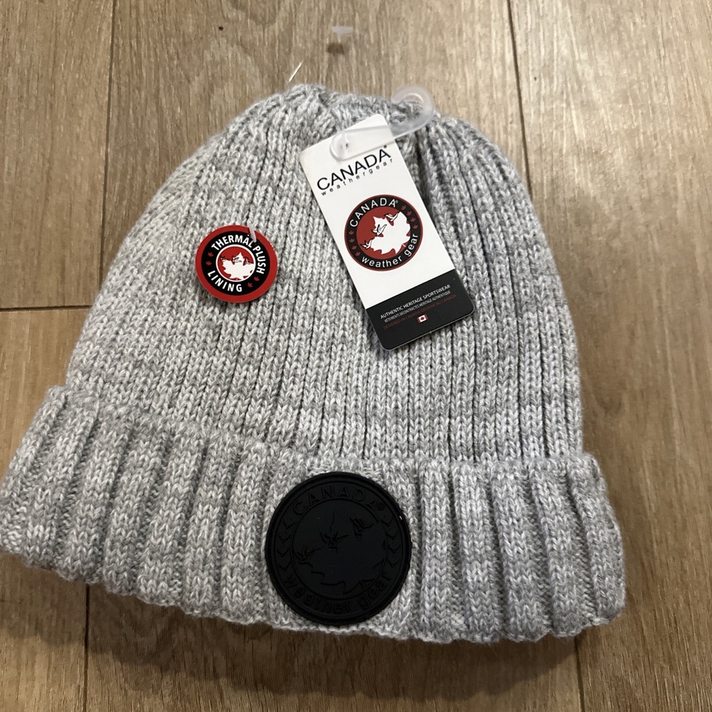 Canada Weather Gear Hat‎ Gray Thermal Plush Lining Warm Outdoor Skiing OSFM
